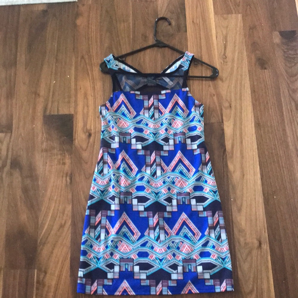 Brightly patterned mini dress